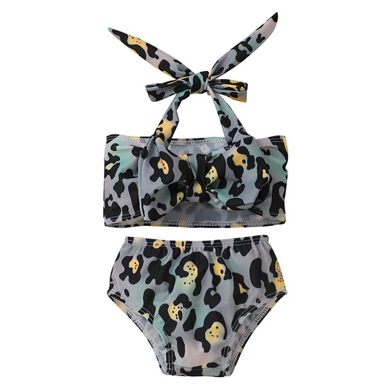 Хлопковый комплект из 2 предметов от производителя, милый детский пляжный купальник для маленьких детей, Детский купальник, бикини, купальник