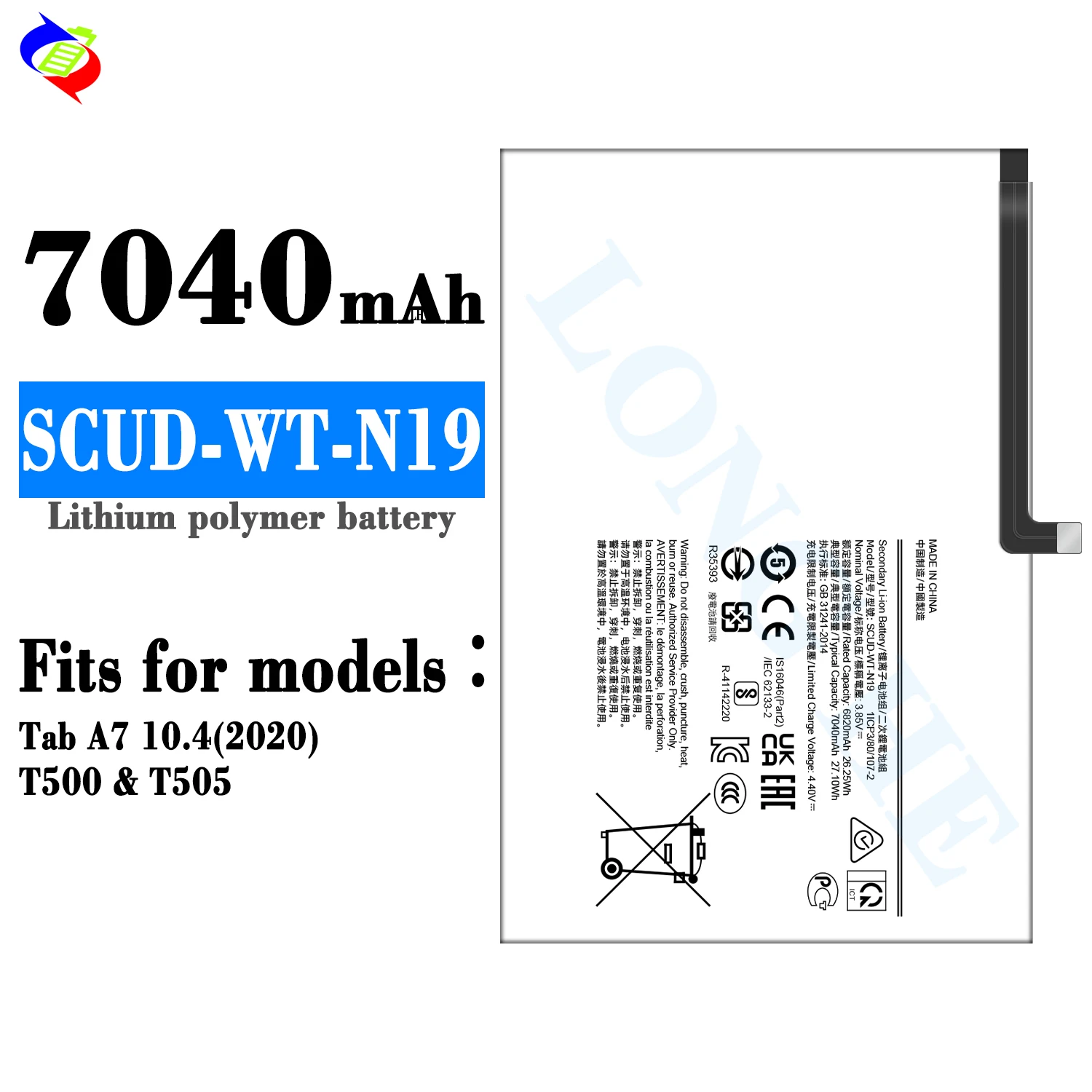 Batería de 3,85 V 7040mAh para Samsung Galaxy TAB A7 T500 T505C, baterías  de tableta
