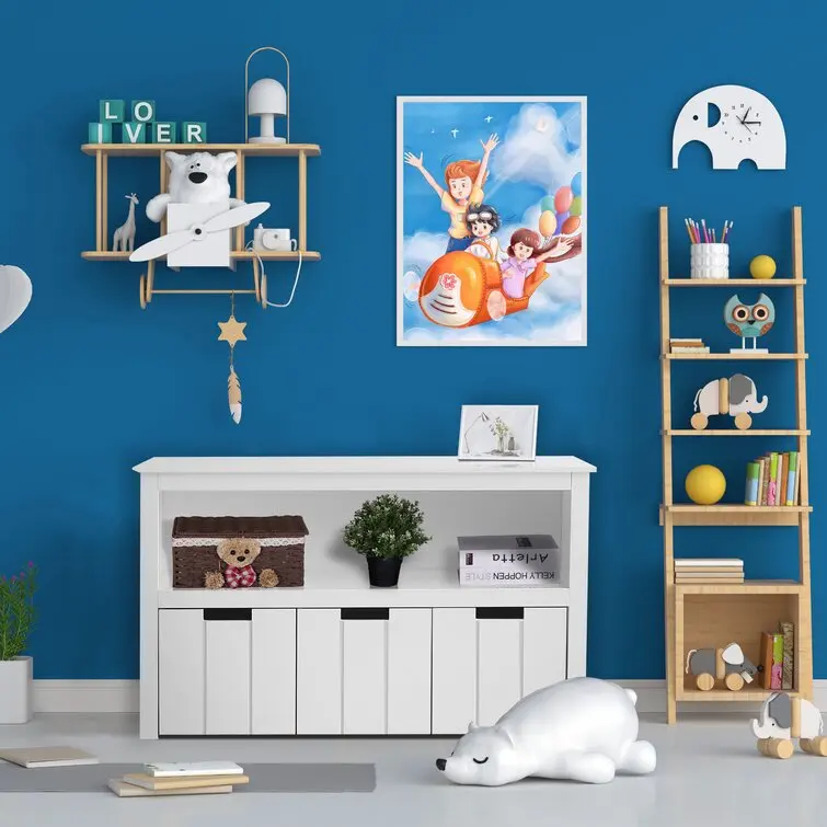 Libreria Giocattoli In Legno Bianco – Con Scaffali Aperti E Contenitori Inclinabili, Organizzazione Per Cameretta!