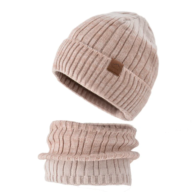 Supplier Fancy Winter Warm Women Knitted Beanie Hats and Neck Scarf Set