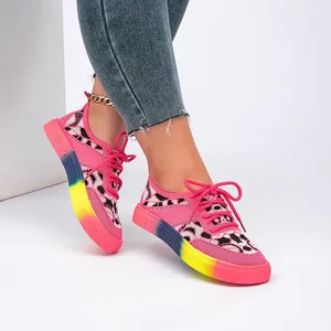 Candy Color Women Skateboard Platform Casual Shoes Breathable Lace up Orange Sneaker Shoes for Ladies Girl Yellow Sneakers