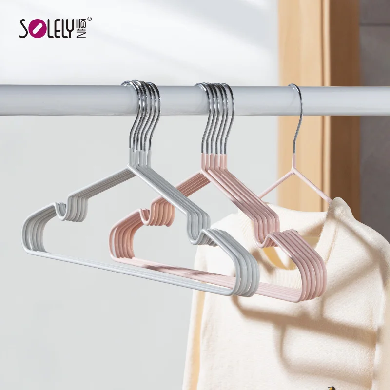 Factory wholesale low price durable plastic hanger SOLELY metal wire hanger PVC coated Skirt Hanger with Non-slip Notches