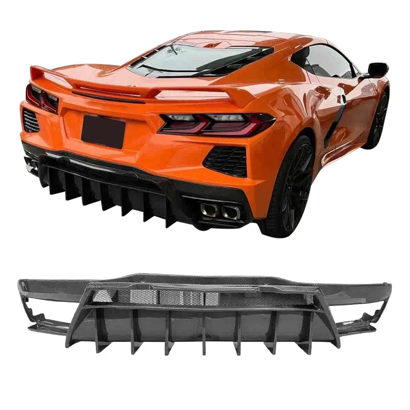 Auto Body System Car Accessories Carbon Fiber Bumper Rear Diffuser Lip For C8 Corvette Convertible Performance Chevrolet