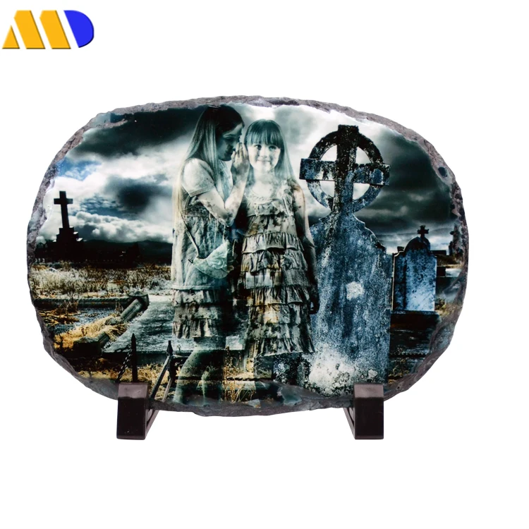 MIDA Wholesale Oval Rock Photo Frame Heat Transfer Printing Personalized Custom Sublimation Blank Stone Slate Photo Frame