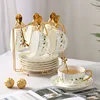 Bone China Pumpkin 6-Piece Set (Cups & Saucers + Stand+Spoons)