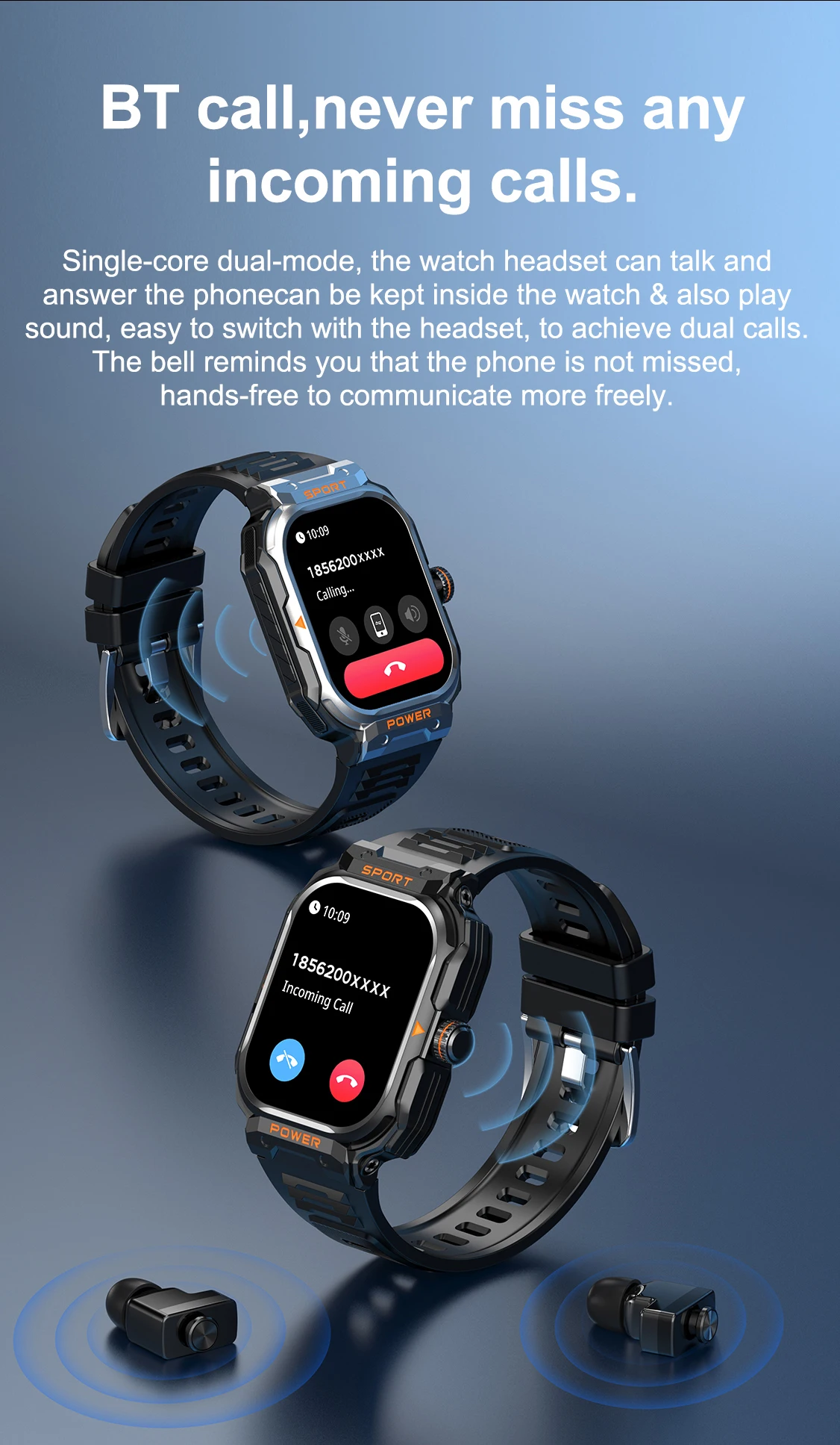 Welcome OEM Order, Factory Whole Selling 2025 Gt55 Tws Bt Earphone 2.1inch Touch Screen With Nfc 345mah Power Hrv Care Earbuds Sport Outdoor Relojes Smartwatch For Men - Buy Gt55 Tws Bt Earphone Smartwatc sport Outdoor Relojes Smartwatch For Men 2in1tws Nfc Relojes Smartwatch