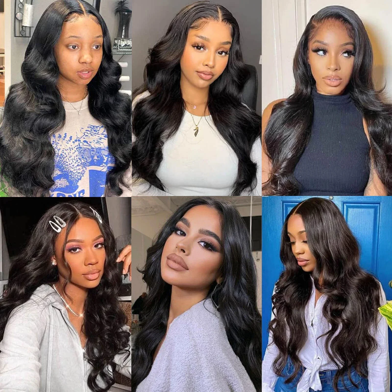 Body Wave Clip in Human Hair Extensions Natural Color Brazilian Remy Human Hair Extensions For Women_voghion.com