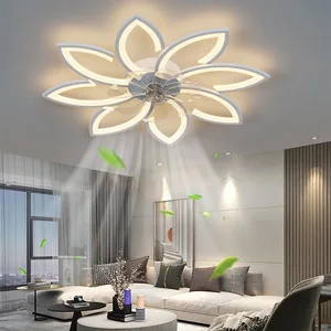 Modern Minimalist Simple Dining Room Remote Control Led Ceiling Fan Light with Fan for Bedroom