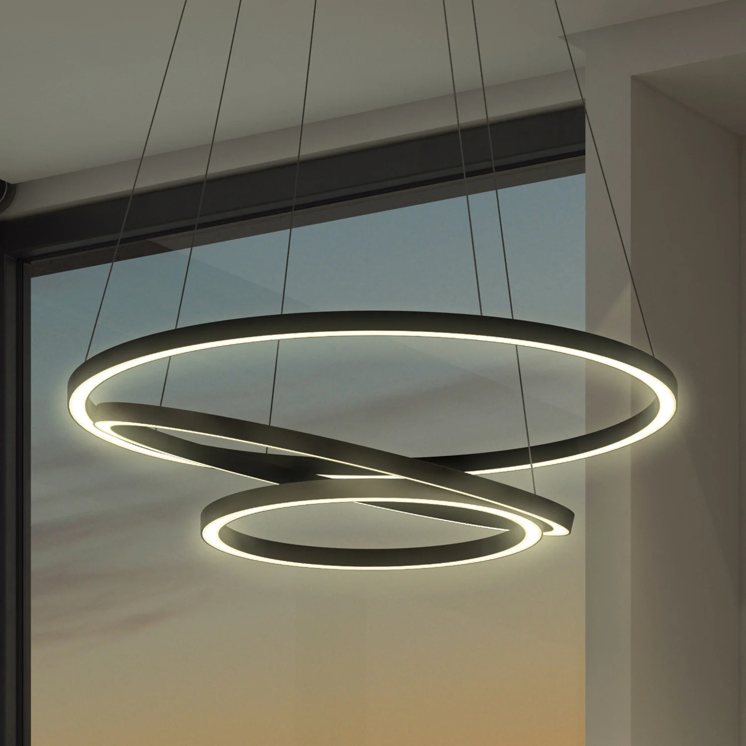 ECOJAS ETL Circle Series Aluminum Profile Led Pendant Light Ip20 Modern Styling  Customized Lighting