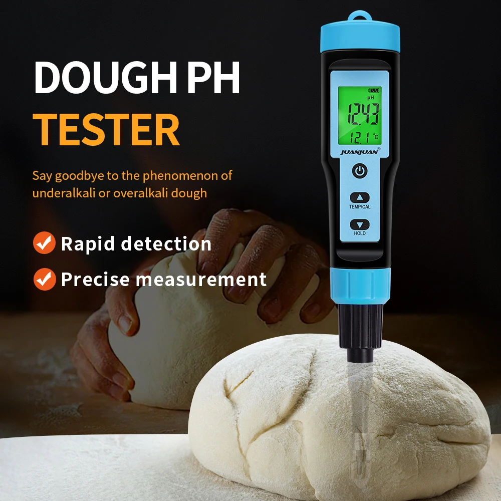 Testeur PH Alimentaire Haute Précision Avec Sonde Température - Idéal Cuisine (Pain Levain, Viande, Sauces) & Jardin (Test Sol) - Étalonnage Auto, Compensation Température