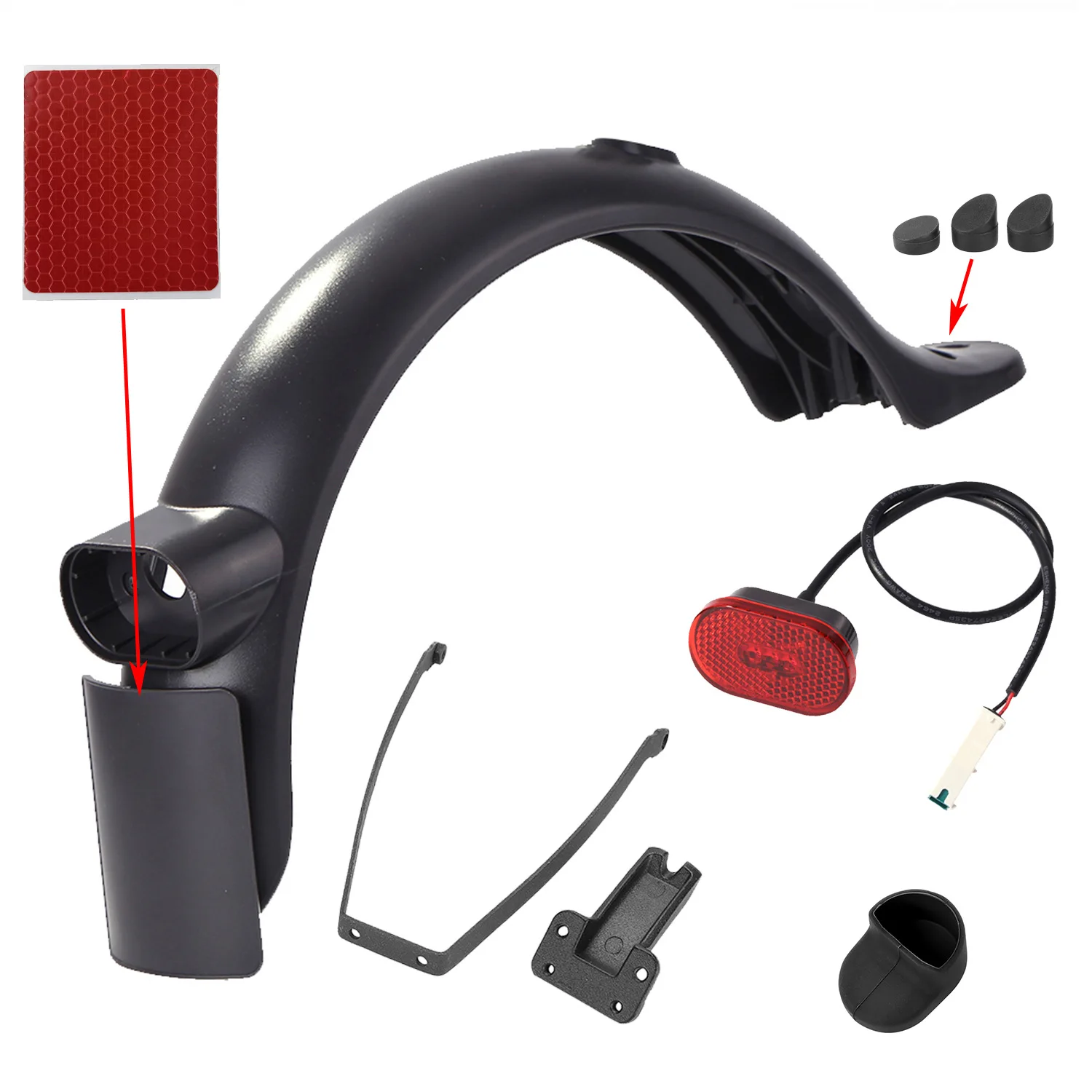 Pro2 Electric Scooter Rear Fender with License Plate Tail Light Bracket Screw Plug Hook Accessory Kit for Elektroroller