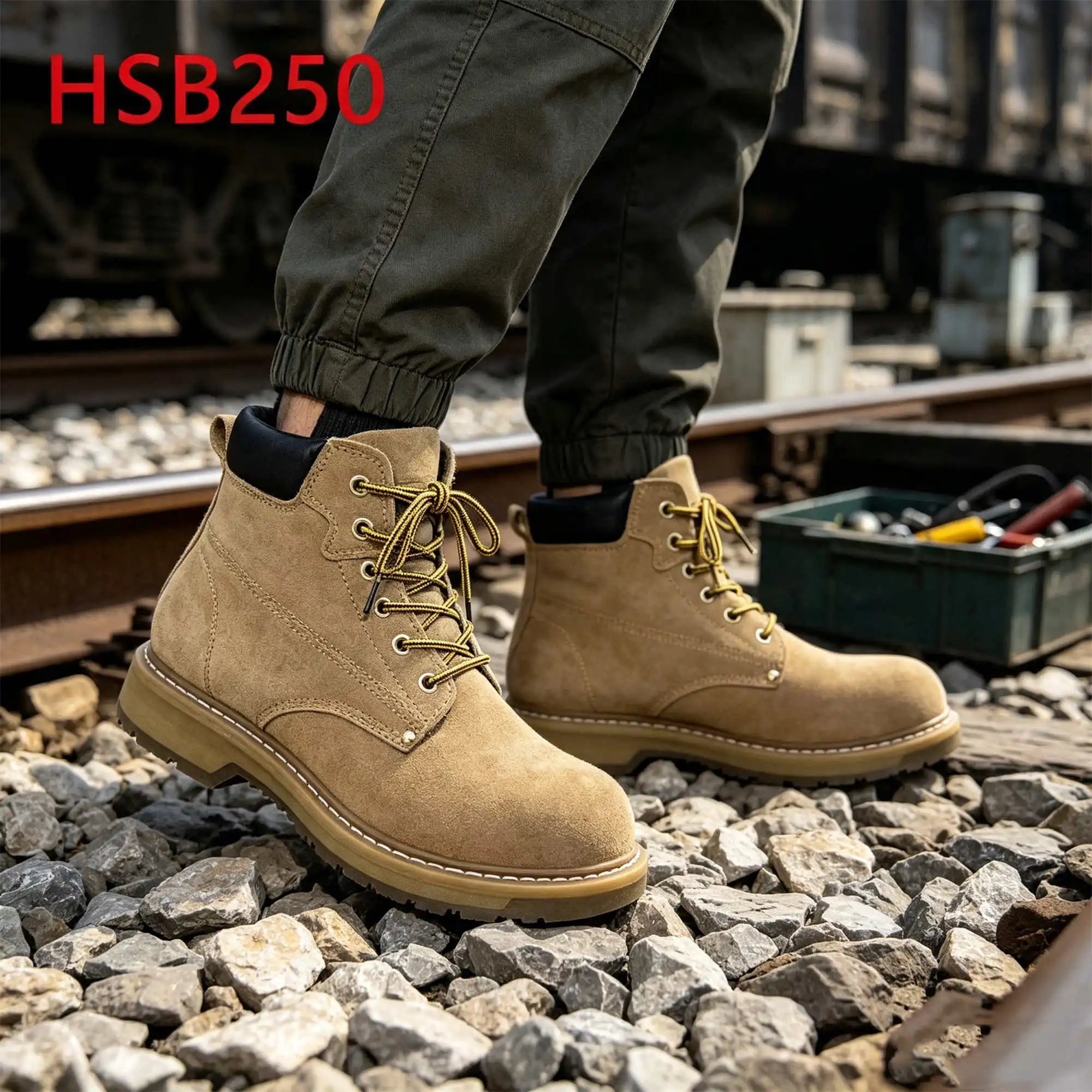 ZYF,Stamping Workshop Suede Leather Upper Hua Singh Work Boots Four-layers Goodyear Rubber Technology Lobar Shoes HSB250