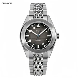 ODM Original Design Custom logo 39mm 316L Stainless Steel Men Automatic Mechanical Wristwatch for Sturdy Seven Bead Steel Strap