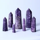 Gemstone Wholesale Natural Healing Crystal Reiki Gemstone Dark Purple Lepidolite Tower Point Wand For Decoration