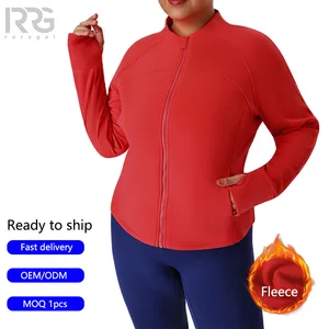Roregal Custom Plus Size Women's Gym Zipper Jacket Quick Dry Workout Running Sports Fleece Jacket With Pocket