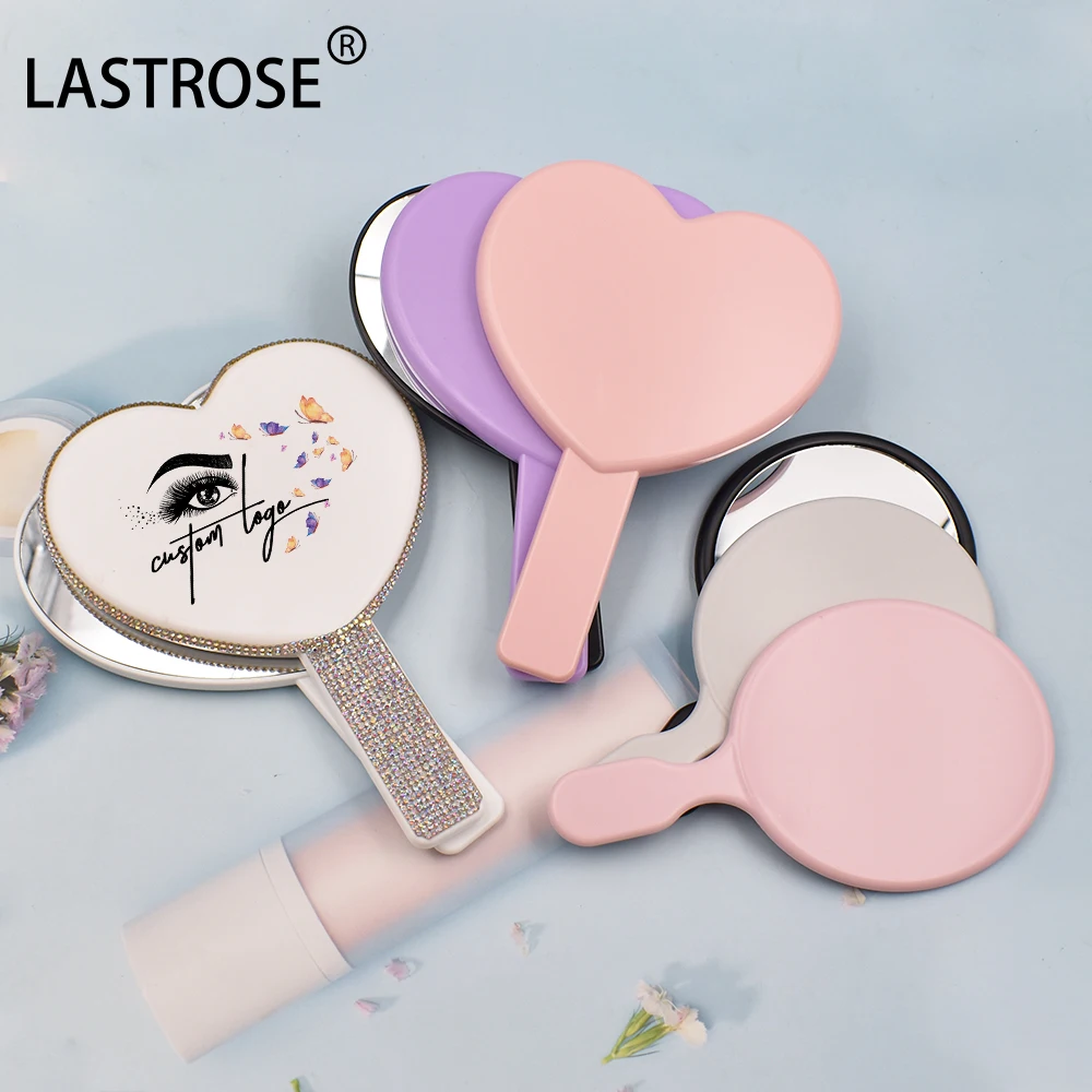Custom Handheld Mirror Square Heart Shape Mirror Wholesale Eyelash