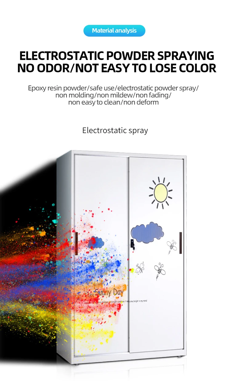 Cute Lockable Double-Door Metal Locker Storage Cabinet for Clothes and Bags supplier