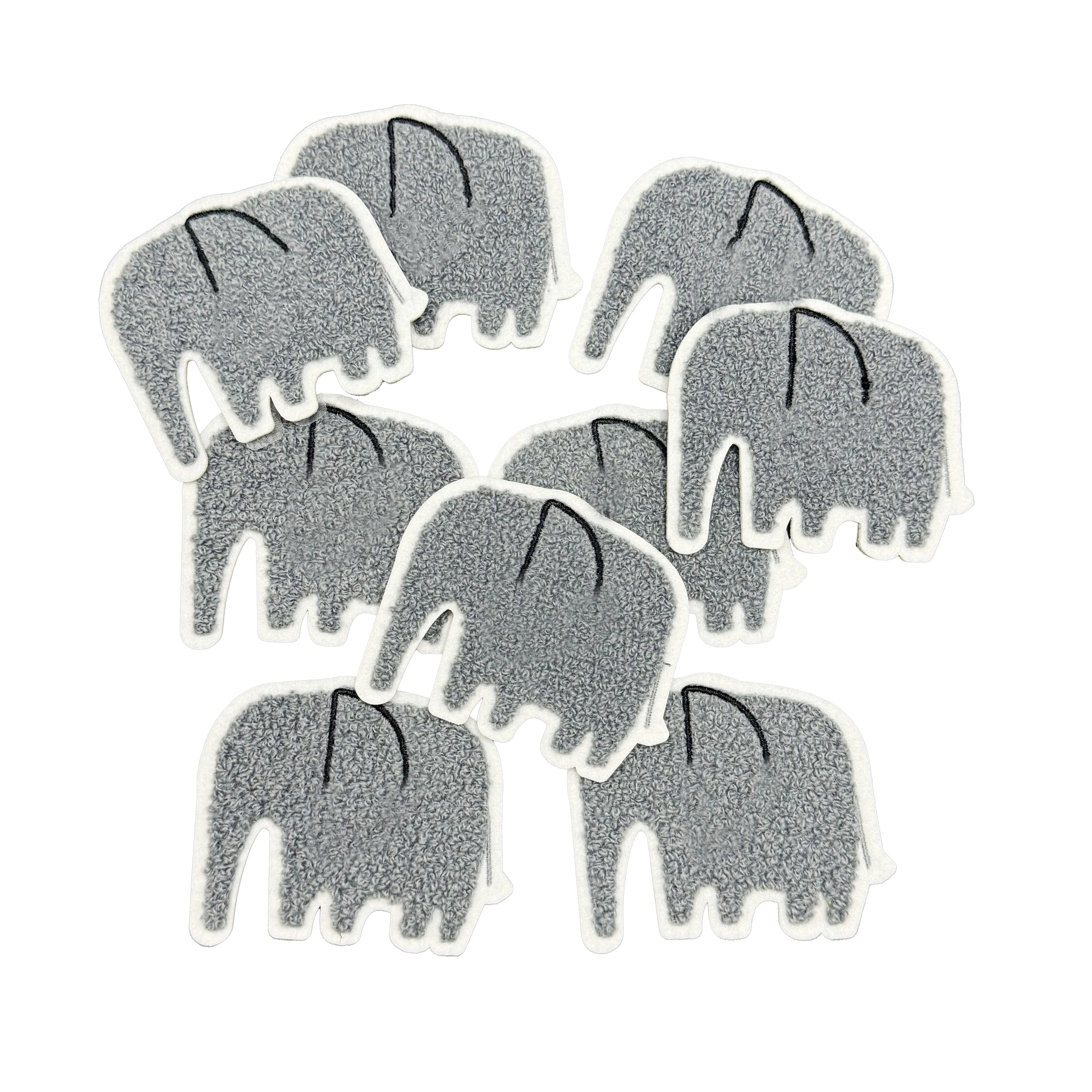 Wholesale Small Large Custom Animals Elephant Logo Towel Embroidery tiger  Letter Patch Iron on Heat Press Chenille Patches