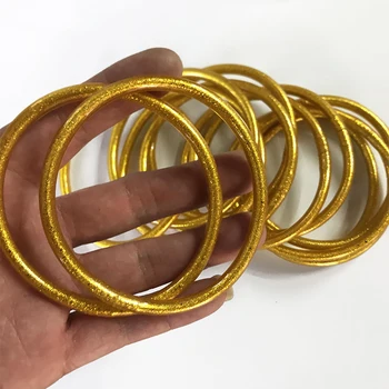 Landy 2022 Newest Jewelry Soft Silicone Gel Gold Powder Weather Bracelet Sets Jelly Bangles