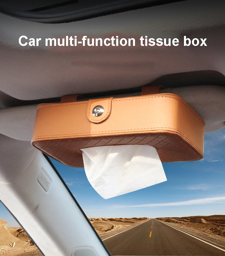 Luxury Leather Portable Multifunctional Car Tissue Paper Box Holder