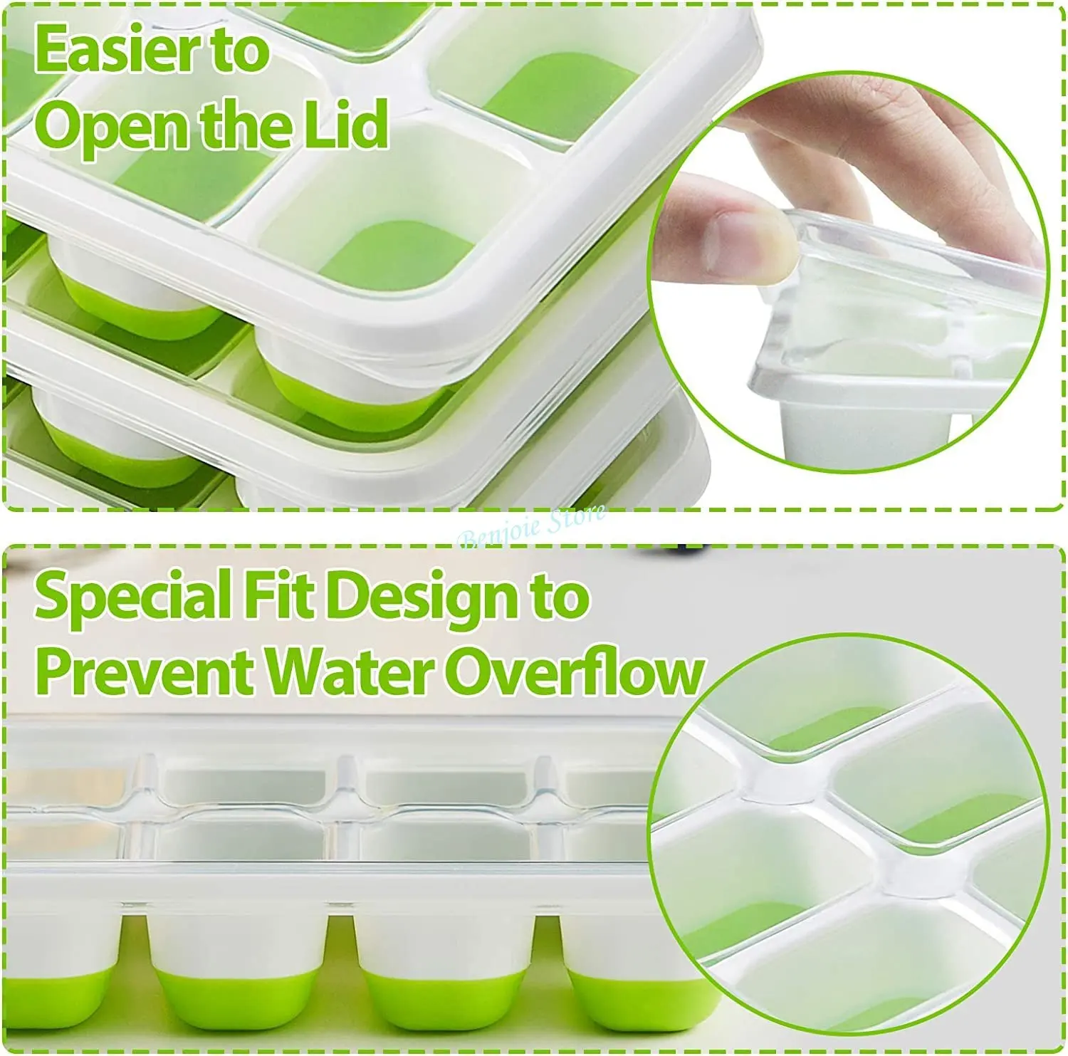 1pcs, Ice Cube Trays, 14 Ice Cubes Trays With Lids With Spill Proof  Removable Lids For Cocktails, Freezers, Stackable Ice Trays