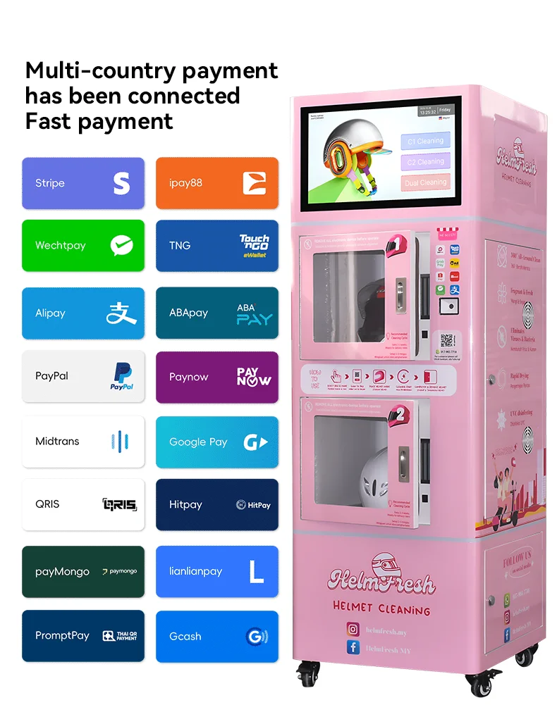 product double bin stainless steel helmet cleaning machine sterilizing dry cleaning sdk enabled cloud based management for motorcycle-3