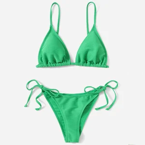 Women's Green Triangle String Bikini Set - Sexy Tie Side Swimsuit for Beach & Pool