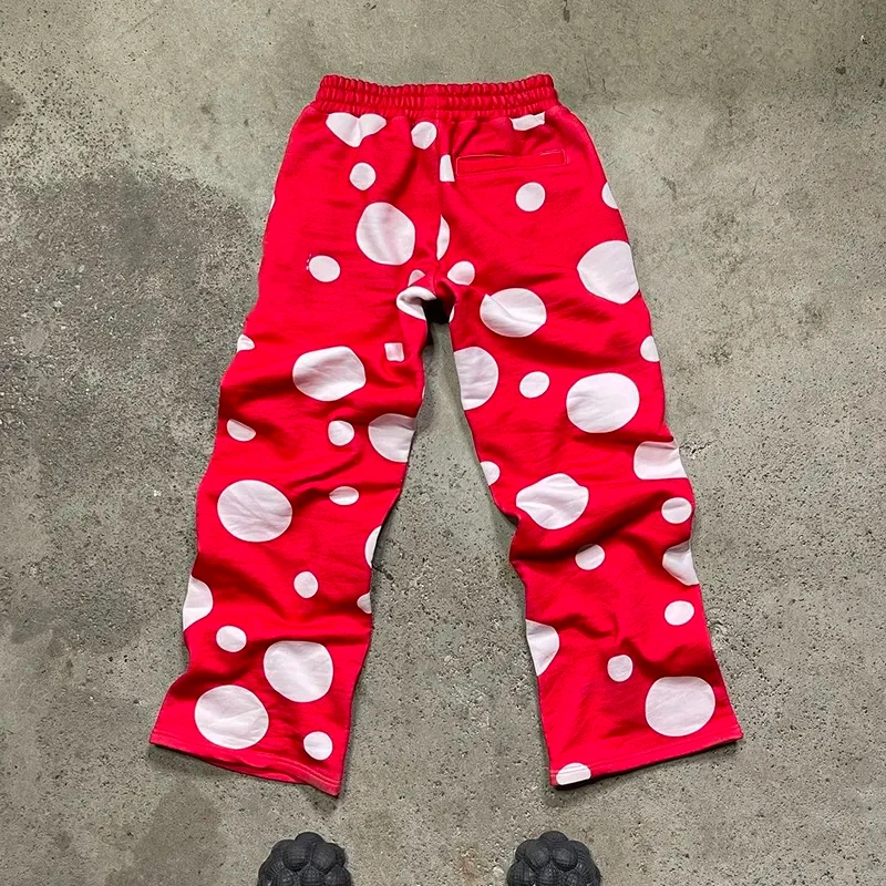 Custom High Quality Casual Flared Jogger Track Pants Patchwork Elastic Waistband Stacked Sweatpants for Men gallery 3