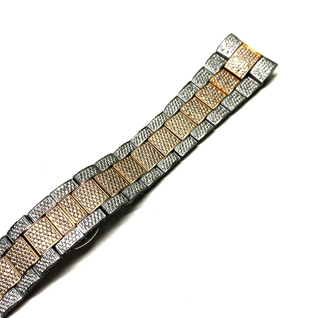 Fashion Trend Iced Out Watch Band For Luxury Watch Custom CNC Watch band 22mm 20mm With Diamond Moissanite