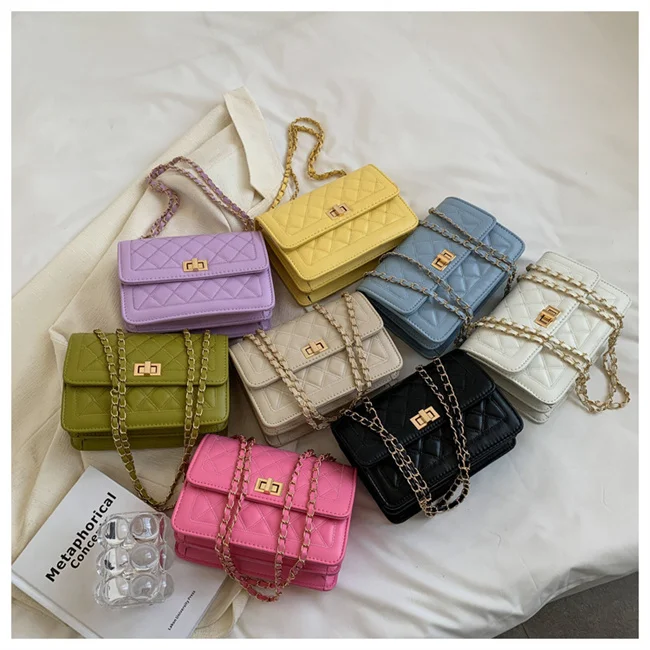 Latest Design Women Fashion Chain Soft Small PU Leather Shoulder Bags For Ladies