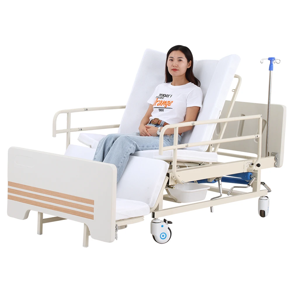 Hot Sale Manual Multi Function Home Care Bed Hospital Care Bed  Medical Nursing Bed with Toilet
