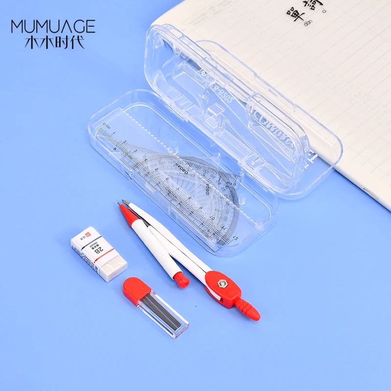 Оптовая продажа набор школьных математических геометрических компасов 7 шт. включая линейки компасы ластики точилки для карандашей