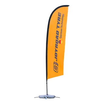 Promotional X-cross Base With Water Bag Single Double Sides Printing Polyester Teardrop Feather Banner Beach Flag