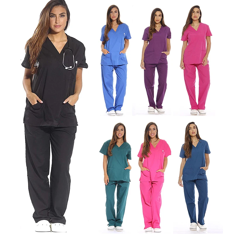 Hospital Housekeeping Scrubs Uniforms Colorful Women Spandex Polyester ...