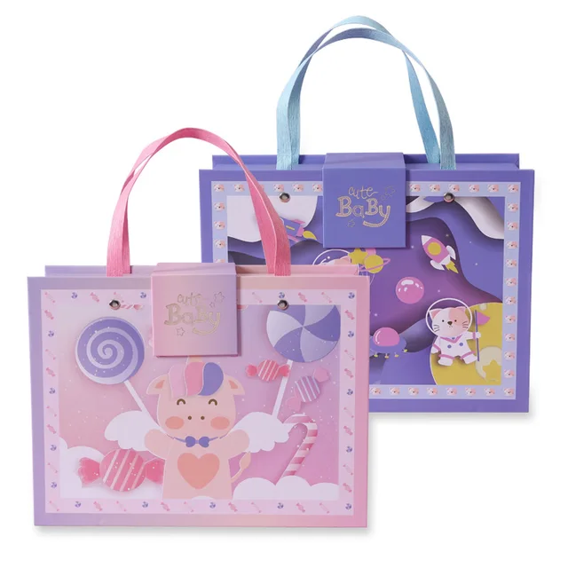 Custom Color Printing Cartoon Handbox Children's Gift Cute Packaging Empty Box Birthday Durable Gift Box With Magnetic Suction