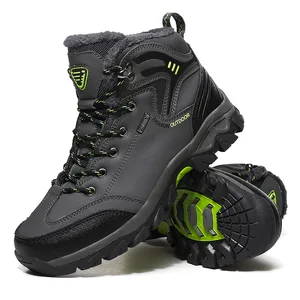 Men's Mid-Top Casual Sports Winter Snow Boots High Top Fleecelined Warm Cotton Hiking Boots with Height Increasing Feature