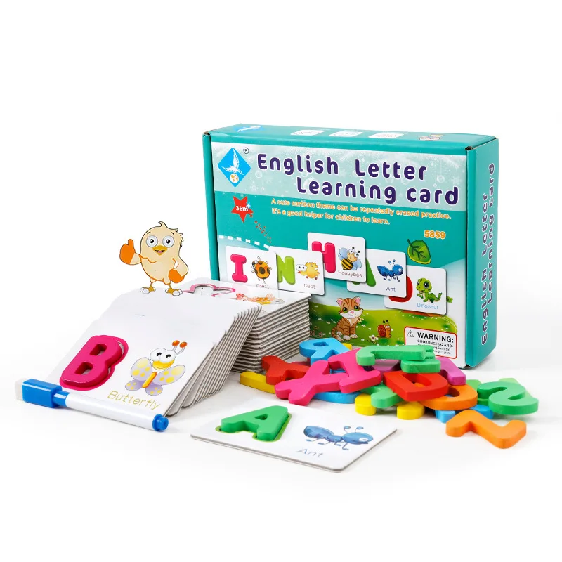 Baby Kid Educational Toys Learn English Puzzle Montessori Cognitive Card Infant 