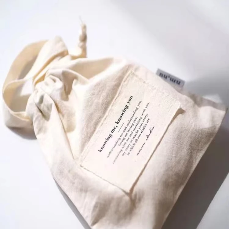 Wholesale Custom Logo Eco Reusable Recyclable Muslin Favor Gift Fabric Packaging Pouch Organic Cotton Drawstring Dust Bag