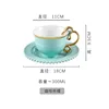 Green silk cup with green beaded saucer - 300ml
