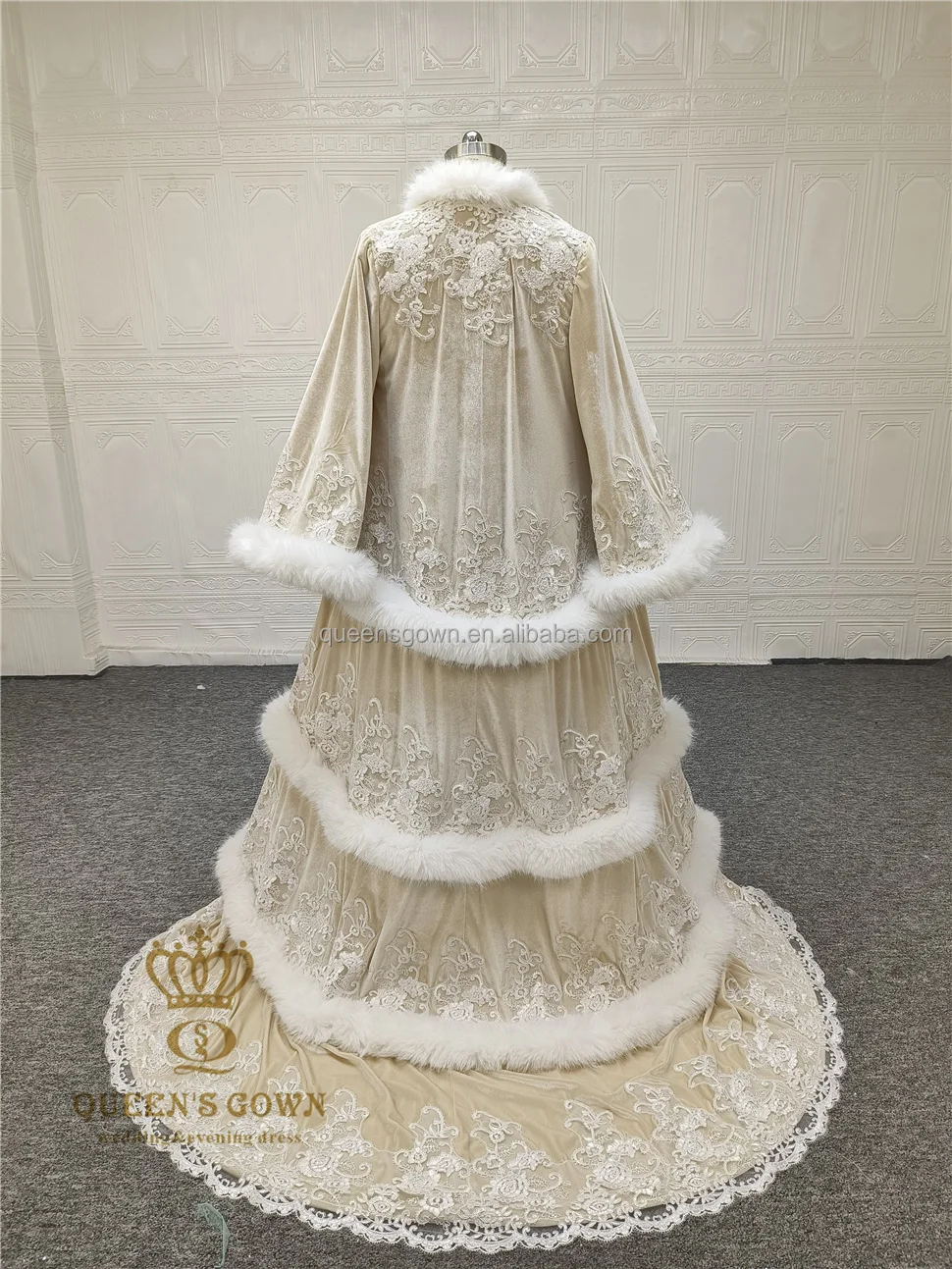 winter fur wedding dress Long Cloak with Edges and Hood SG1003 White / 90 inches Floor length wedding cloak made with satin and faux fur edge A Bridal Guide for Winter