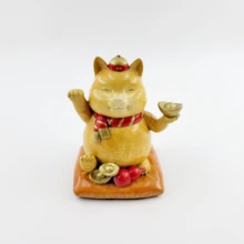 maneki neko Mini brass ornament Cute fortune cat  Copper ornament Chinese style