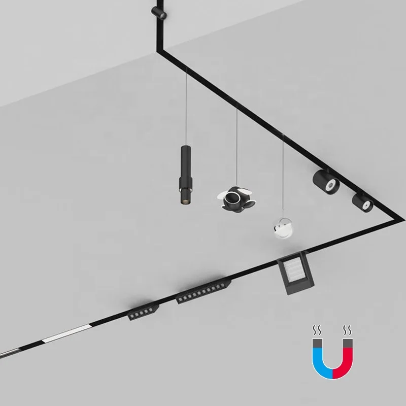 Светодиодный Трековый светильник, линейная направляющая, Cob, с регулируемой яркостью, 48 В, встроенный светильник, магнитный Трековый светильник, система освещения