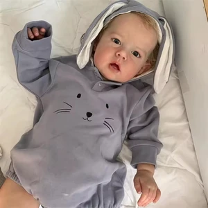 Newborn Baby Infant Soft Stretchy Cotton Long Sleeve Hooded Romper Adorable Rabbit Ears Cartoon Customizable
