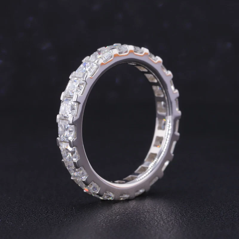 Bague De Fiançailles En Or Blanc 14k Avec Diamants Simulés - Taille Asscher 3.50 Ct - Personnalisable