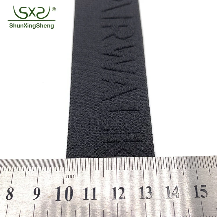 Custom Brand Embossed Weaving Logo Jacquard Woven Elastic Webbing Bra Panty Belt