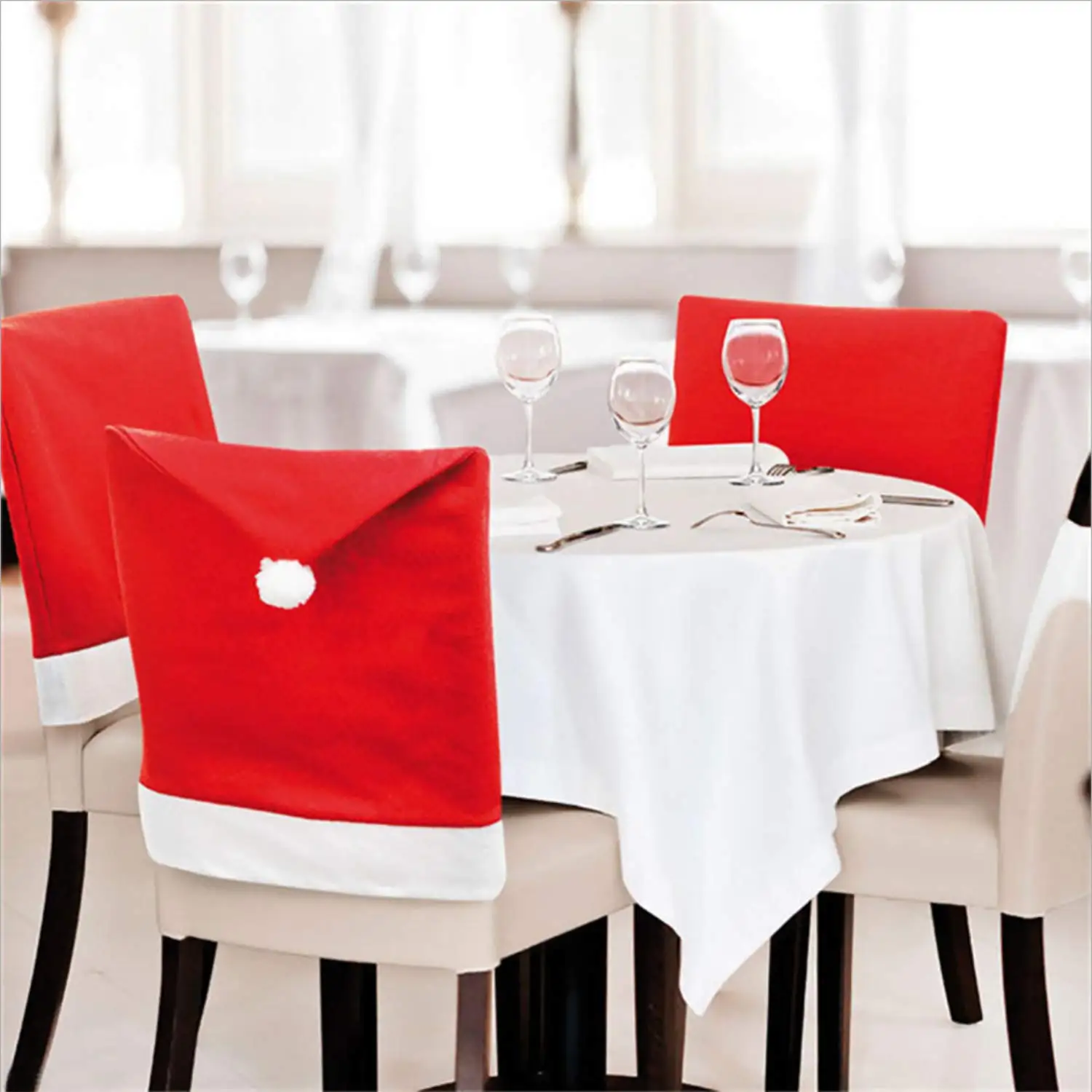Home Red Christmas Chair Back Covers Decorations,   Chair Seat Slip cover for Christmas