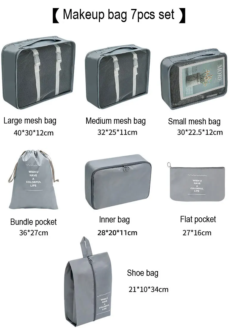 7/8/9/10/11pcs Travel Storage Bag Set For Clothes Tidy Organizer