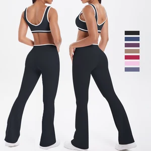 High Quality Sports Bra and Wide Leg Yoga Pants Set Exercise Fitness Yoga Bra Wide Leg Pants Two Piece Set