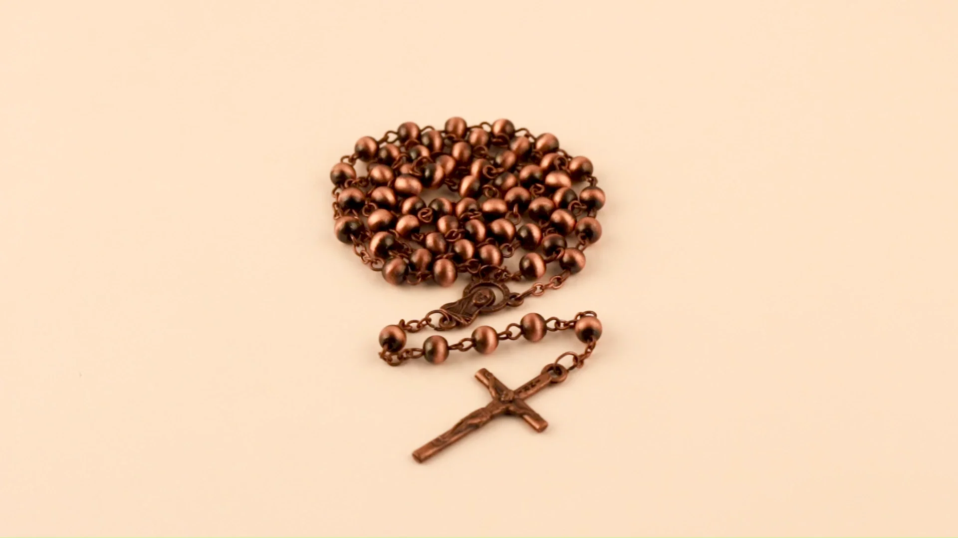 Religious Chain Necklace Gift Antique Copper Plated The Holy Rosary