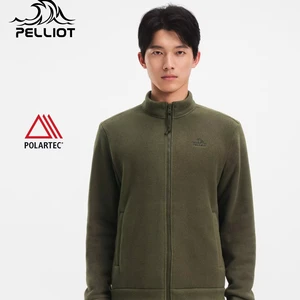 Pelliot Men's Outdoor Polartec Fleece Jacket New Lightweight Warm Sports Stand Windproof Casual Clothes for Winter Plus Size